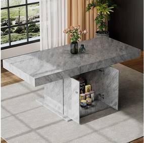 Rozkładany stół jadalny dla 4-6 osób z 2 drzwiami - Dł. 140/180xSzer. 80xWys. 76 cm - Płyta wiórowa - Szary