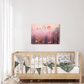 Zdjęcie - Jeleń w blasku zachodzącego słońca (70x50 cm)