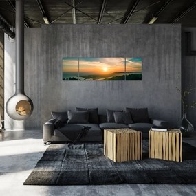 Obraz wschodu słońca nad morzem (170x50 cm)