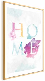 Plakat Tęczowe home 60x90 cm z ramą złotą z marginesem ARTGEIST B