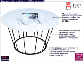 Okrągły stolik kawowy z metalowym stelażem biały - Melbro 4X