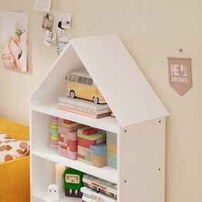 Regał Dziecięcy Domek Biały 63 cm – Półka na Zabawki i Książki