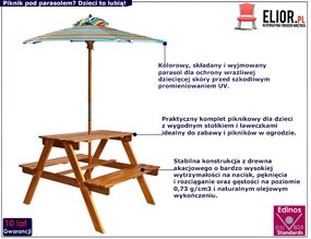 Dziecięcy stolik piknikowy z parasolem H9-K07