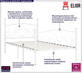 Białe metalowe łóżko z zagłówkiem 100x200 cm Onda