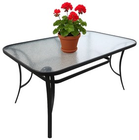 Zestaw mebli ogrodowych stół szklany T25 prostokątny 120x80+ 4 krzesła PATIO do ogrodu na balkon