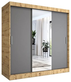 Szafa przesuwna dąb artisan + antracyt 200 cm - Massi 6X