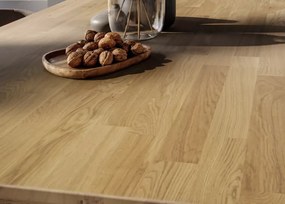 Atlass 180x100 cm – stół z litego drewna dębowego olejowanego z łączeniem finger joint i minimalistyczną stalową czarną podstawą
