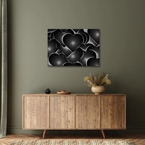 Obraz czarno - białych serc (70x50 cm)