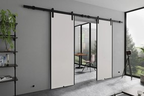 Emporius Drzwi przesuwne 150 cm Ares Duo - drzwi naścienne z systemem regulowanym oraz samodomykaczem - Biały