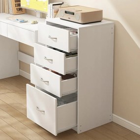 Nowoczesna półka z 4 szufladami w stylu loftowym, biała komoda, duża szafka biurowa 85 cm
