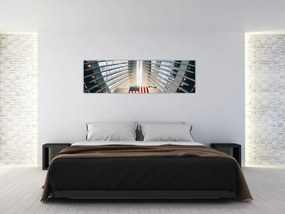 Obraz budynku z flagą USA (170x50 cm)