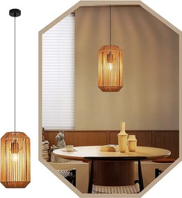 NETTLIFE Vintage lampa wisząca do jadalni 1 żarówka z konopnej liny latarnia projekt E27 lampa do jadalni