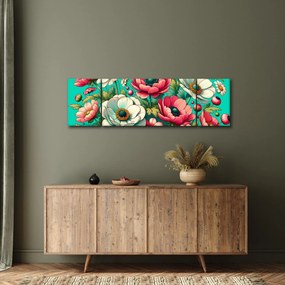 Obraz - Kwiaty na niebieskim tle (170x50 cm)