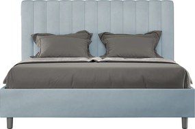 Łóżko bez stelaża tapicerowane 160x190 microfibra Błękitny Agueda