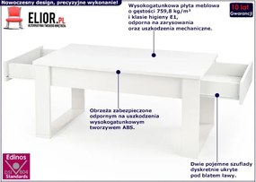 Biała Prostokątna Ława Z Szufladami M9-K42