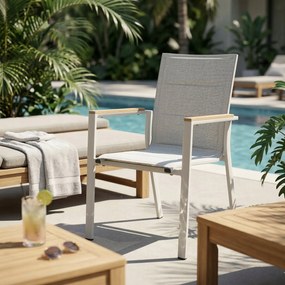 3587W-BE Krzesło Ogrodowe Beżowe 56x65x88 cm Beżowa Szybkoschnąca Tkanina Nowoczesny