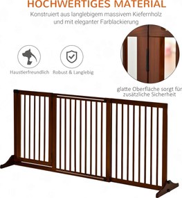 PawHut Barierka Ochronna Drewniana Konfigurowalna Szyna Bezpieczeństwa dla Psów Sosnowa Brązowa 71x113-166cm | Aosom PL