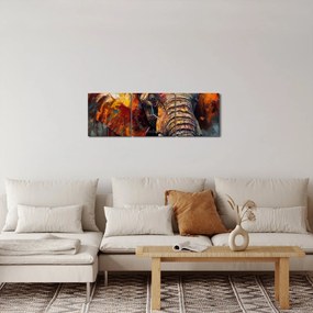 Obraz - Malowanie słonia (z zegarem) (90x30 cm)