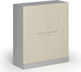 Metalowa szafa z drewnianymi drzwiami, demontowana, 1150 x 1000 x 400 mm, brzoza