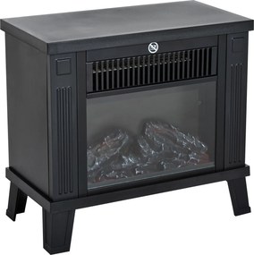 HOMCOM Kominek elektryczny wolnostojący 600W 1200W czarny z efektem płomieni | Aosom PL