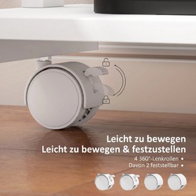 HOMCOM Biurko na kółkach z szufladą i półkami, 4 kółka, kompaktowe, płyta wiórowa, metal | Aosom PL