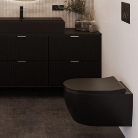 Massi Miska WC wisząca rimless czarna LERA black z deską wolnoopadającą Slim