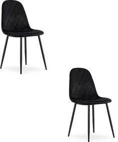 Krzesło Valora DAPI z czarnego aksamitu z metalowymi nogami x2