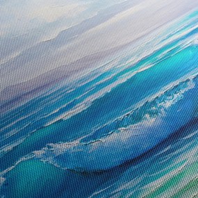 Obraz - Obraz olejny przedstawiający morze z mewami (z zegarem) (90x30 cm)