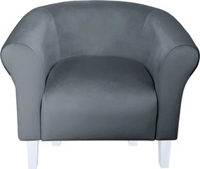 Fotel Milo tkanina Welur wygodny fotel tapicerowany do salonu i sypialni : Kolor nogi - Biała, Kolor tkaniny - VELVET - BL14, Wysokość nogi - 15 cm