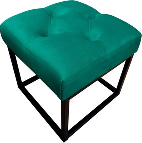 Pufa CHESTERFIELD tkanina Welur loft ławka podnóżek metal : Kolor Stelaża - Czarny , Kolor tkaniny - VELVET - MG20, Typ tkaniny - Velvet