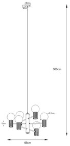 Żyrandol HALO 6 brzoskwiniowy ryflowany SOLLUX  LIGHTING