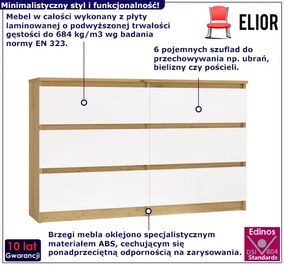 Nowoczesna podwójna komoda dąb artisan + biały - Berta 120 cm