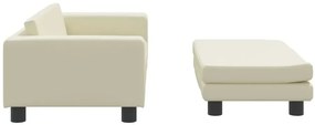 Kremowa sofa dla dziewczynki z podnóżkiem z ekoskóry - Lanco