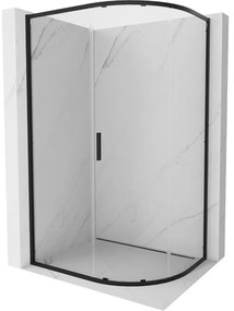 Mexen Exo kabina prysznicowa półokrągła asymetryczna rozsuwana 120 x 90 cm, transparent, czarna - 8131-120-090-70-00