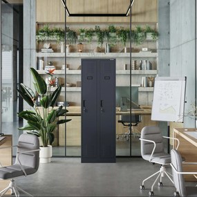 Szafka pracownicza metalowa antracytowa: czterokomorowa KACPER II, 600 x 1800 x 500 mm