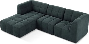 Niebieski aksamitny narożnik (lewostronny/z szezlongiem) Aloha – Makamii