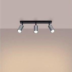 Plafony nowoczesny Glois, stal - 3 źródło światła 3000K - L.45 x H.18.5 cm - czarny/chrom