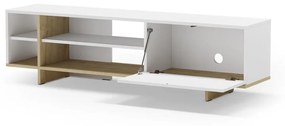 Biała szafka pod TV w dekorze dębu 160x44 cm Cequoia – Marckeric