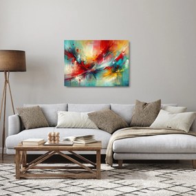 Obraz na szkle – Abstrakcja z czerwienią (70x50 cm)