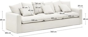 Biała lniana sofa 340 cm Nora – Kave Home