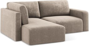 Beżowy rozkładany/ze schowkiem narożnik z tkaniny szenilowej (lewostronny/w kształcie litery L) Kona – Makamii