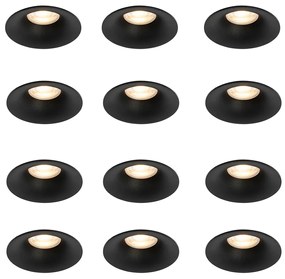 Zestaw 12 czarnych opraw LED GU10 50 mm - Gijs Nowoczesny Oswietlenie wewnetrzne