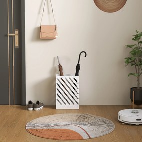 HOMCOM Stojak na parasole stalowy z tacką ociekową i 4 hakami biały nowoczesny design | Aosom PL