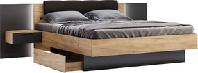 Przystawne szafki nocne 2 szt. Luna 32, dąb craft/matt lava połysk