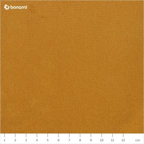 Musztardowożółta aksamitna rozkładana sofa w kształcie litery "U" Miuform Lofty Lilly, prawostronna