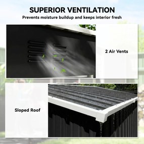 Outsunny Metalowy schowek na narzędzia 1,37 m², zamykany schowek z wentylacją, pochyłym dachem, rękawicami, 163 x 90 x 179 cm | Aosom PL
