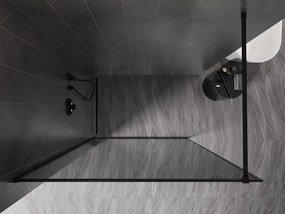 Mexen Kioto-XF ścianka prysznicowa Walk-in z ramką 110 x 202 cm, grafit 10 mm, czarna - 800-110-104-70-40-X