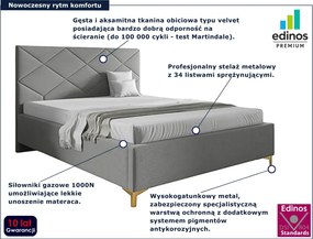 Jasnoszare łóżko welurowe z pojemnikiem 4 rozmiary P2-S67