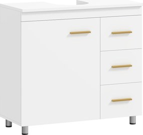 HOMCOM Szafka łazienkowa, 3-poziomowy design, MDF, płyta wiórowa, Biały