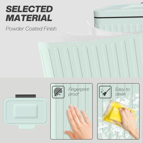 HOMCOM Kosz na śmieci do kuchni, 2 x 20 L, efektywne sortowanie odpadów, pedał nożny, tworzywo sztuczne, metal, zielony | Aosom PL